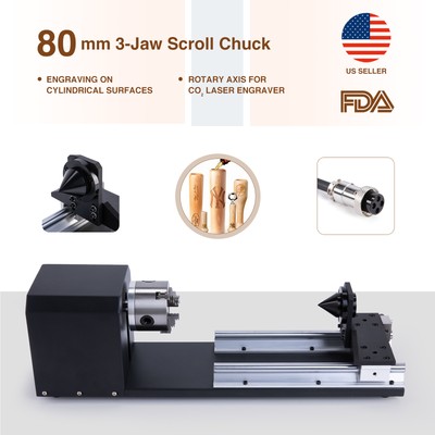 OMTech 3-Jaw Cylinder Rotation Axis f 50W 60W 80W 100W CO2 Laser Engraver Cutter