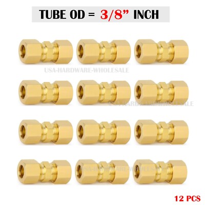 Brass Compression Tube Fitting, 3/8'' OD  Compression Union Connector ( 12 pack)