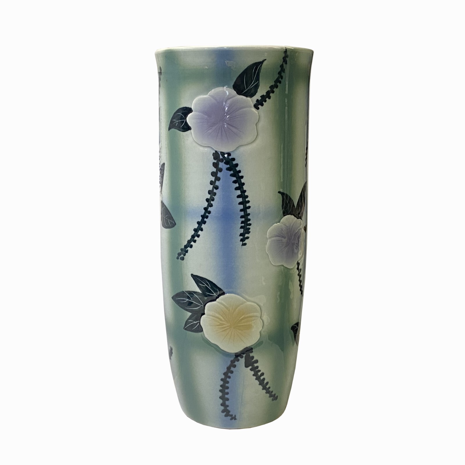 Artistic Flower Blue Green Checker Cross Porcelain Tall Slim Round Vase ws3513S Artistic Flower Blue Green Checker Cross Porcelain Tall Slim Round Vase ws3513S