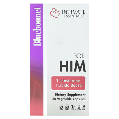 Intimate Essentials, For Him, Testosterone & Libido Boost, 30 Vegetable Capsules