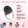 YOLIN Clip in Bangs, 100% Real Human Hair Dark Brown Fake Bangs Clip in Hair Extensions Fringe with Temples Hairpieces for Women Curved Curtain Bangs for Daily Wear