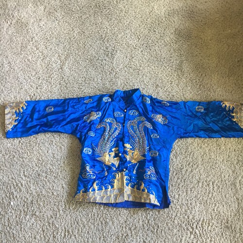 VINTAGE CHINESE SILK KIMONO/ ROBE/ TOP WITH GOLD BULLION EMBROIDERY- PHEASANTS