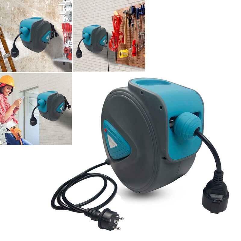 20m Automatik Kabelaufroller Kabelabroller Kabeltrommel VerlÃ¤Ngerungskabel