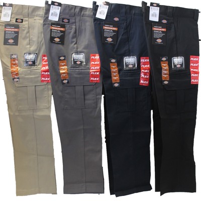 Mens DICKIES Flex WP595 Regular Fit Straight Leg Work Uniform Cargo Pocket Pants