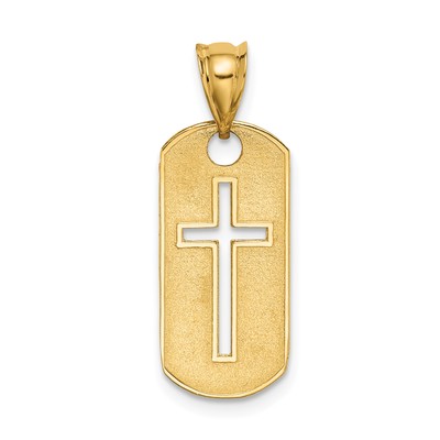 Avariah Solid 14k Yellow Gold Polished Cross Cut-out Pendant - 25mm