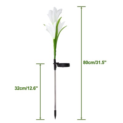 Solar Lily Flower Garden Stake Lights LED Outdoor Yard Pathway Garden Decor Lamp