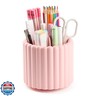 Sallurna Desk Organizer, 360° Rotating Pen Holder for Desk, Pencil Cup with 7 Compartments Storage Box Caddy for Kids, Office, School, Home (Pink)