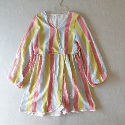 Peach Love California Dress Faux Wrap Sequins Short Size Medium As Is