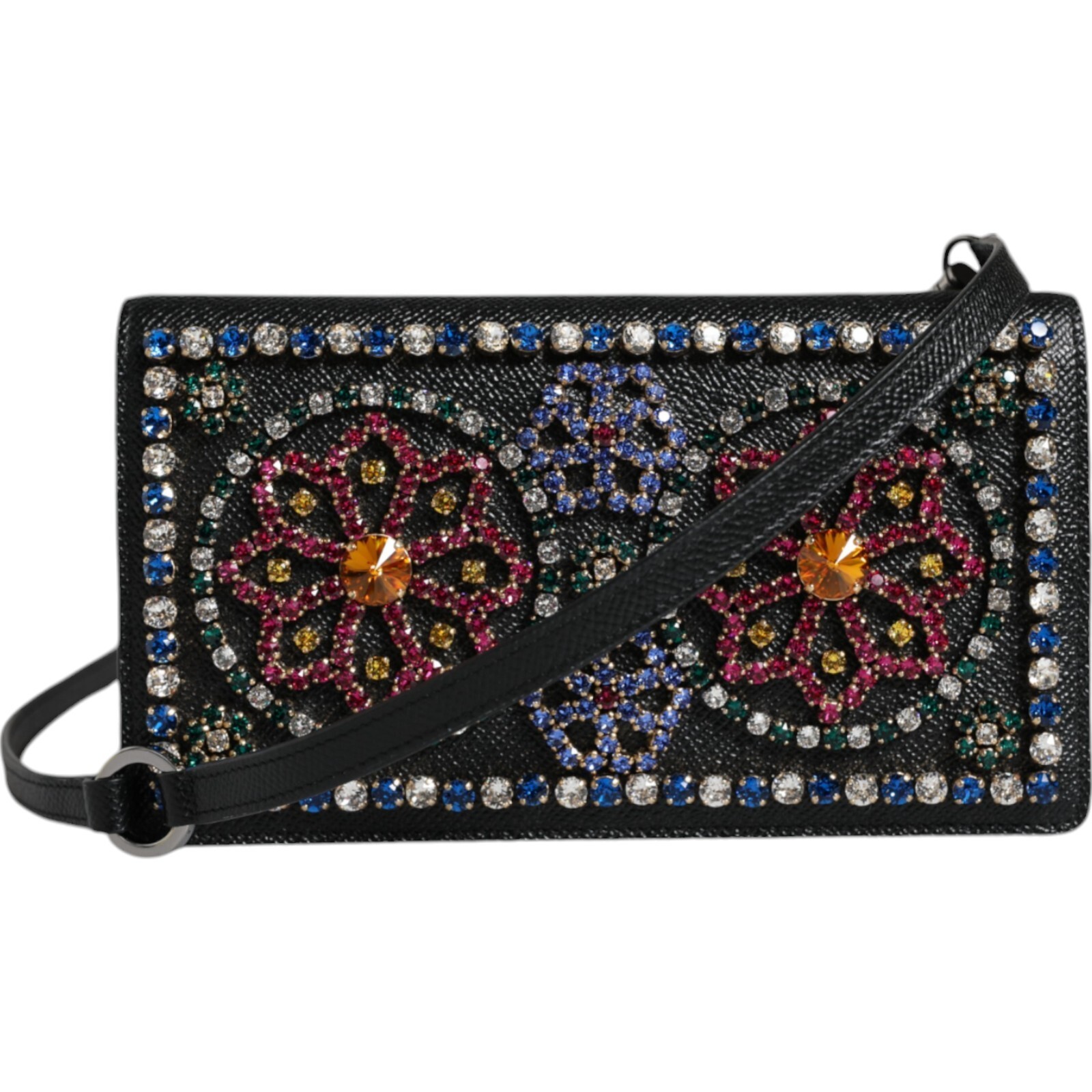 Сумка DOLCE & GABBANA из черной кожи с украшением в виде кристаллов, клатч через плечо 2520 долларов США
