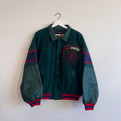 ジャケット・アウター Vintage VAN JAC wool stadium jacket L Vintage Van Jac Wool Mix Leather Sleeves Varsity Jacket | eBay