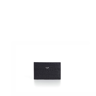 CELINE 325$ Card Holder - Black Crocodile Embossed Calfskin Leather