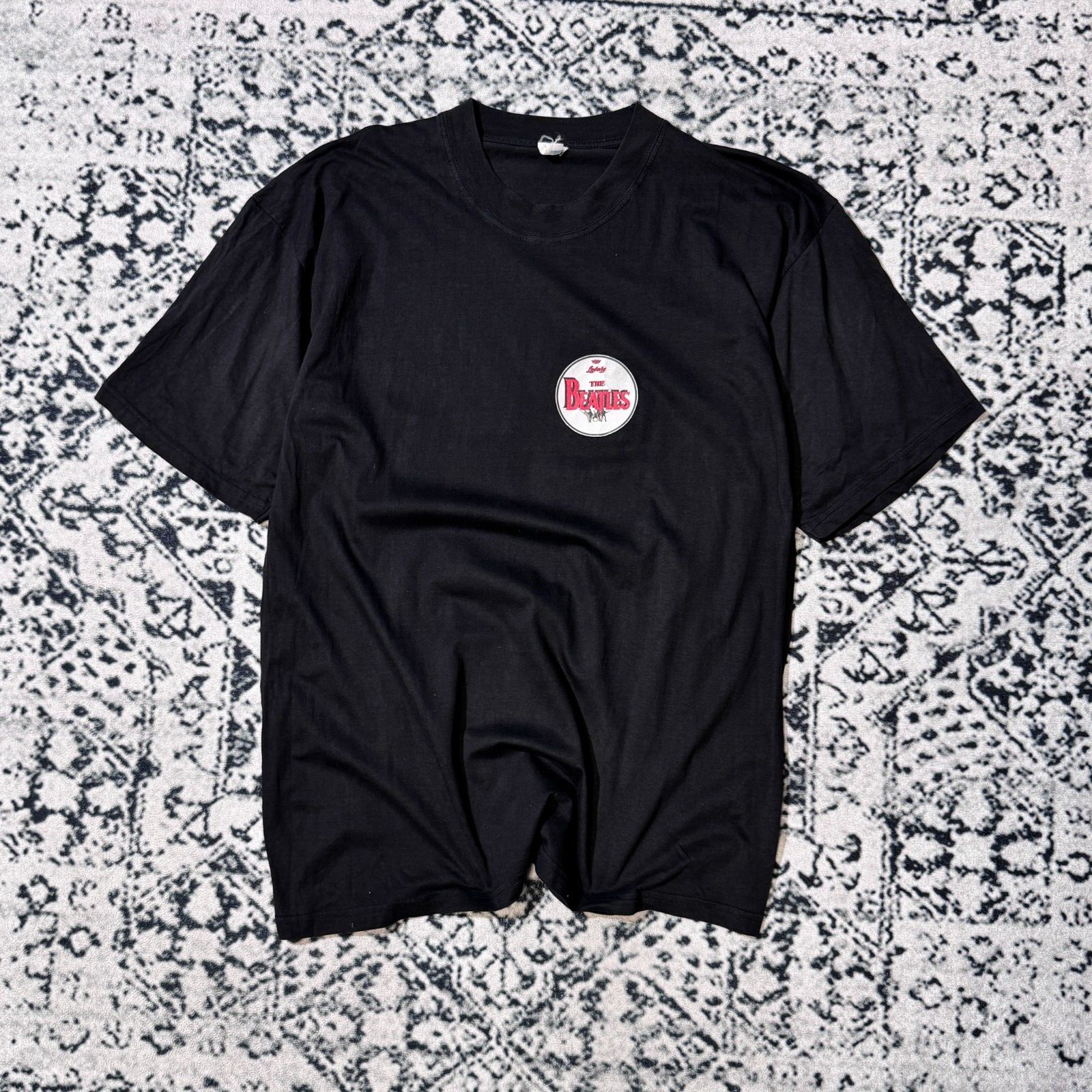 Vintage Unisex Black Cotton T-Shirt Size L The Beatles Y2K