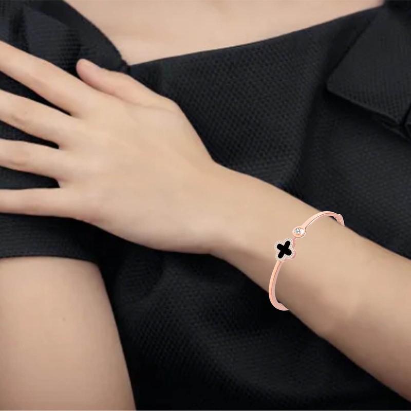 4 Leaves Clover Bracelet Rose Gold Plated Alloy Lucky 4 Leaf Bracelet Alloy Hee