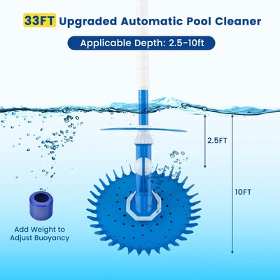 Upgraded Automatic Pool Cleaner Swimming Pool Vacuum Sweeper W/10 Extension Hose