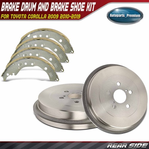 Rear Brake Drums + Ceramic Brake Shoes for Toyota Corolla 2009 2010 2011-2019