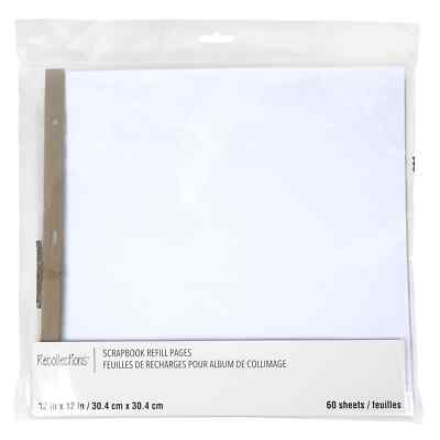 12'' x 12'' White Scrapbook Refill Pages by Recollections , 60 Sheets