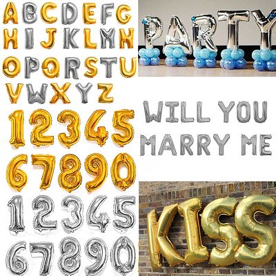 16quot 40quot Silver Gold Letter Number Foil Balloon Wedding Celebration Party Decor