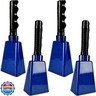 4 Pack Cow Bells with Handle Noise Makers 9 Inch Steel Cheering Bell Loud Hand Percussion Musical Instrument for Sporting Events Football Games Stadiums Wedding Party (Color Set 2)