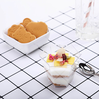 Hard Plastic 3-Ounce CLEAR DESSERT Mini CUPS Wedding Party Disposable SERVEWARE