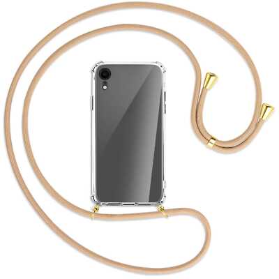 Handykette für Apple iPhone XR beige (G) Hülle mit Band Kordel zum Umhängen