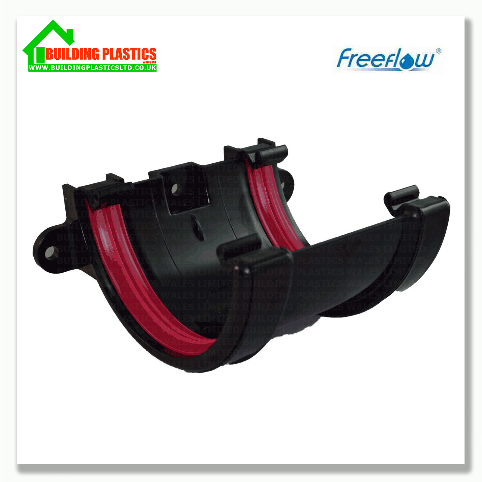 Half Round Guttering Downpipes Fittings. Freeflow 112mm Black