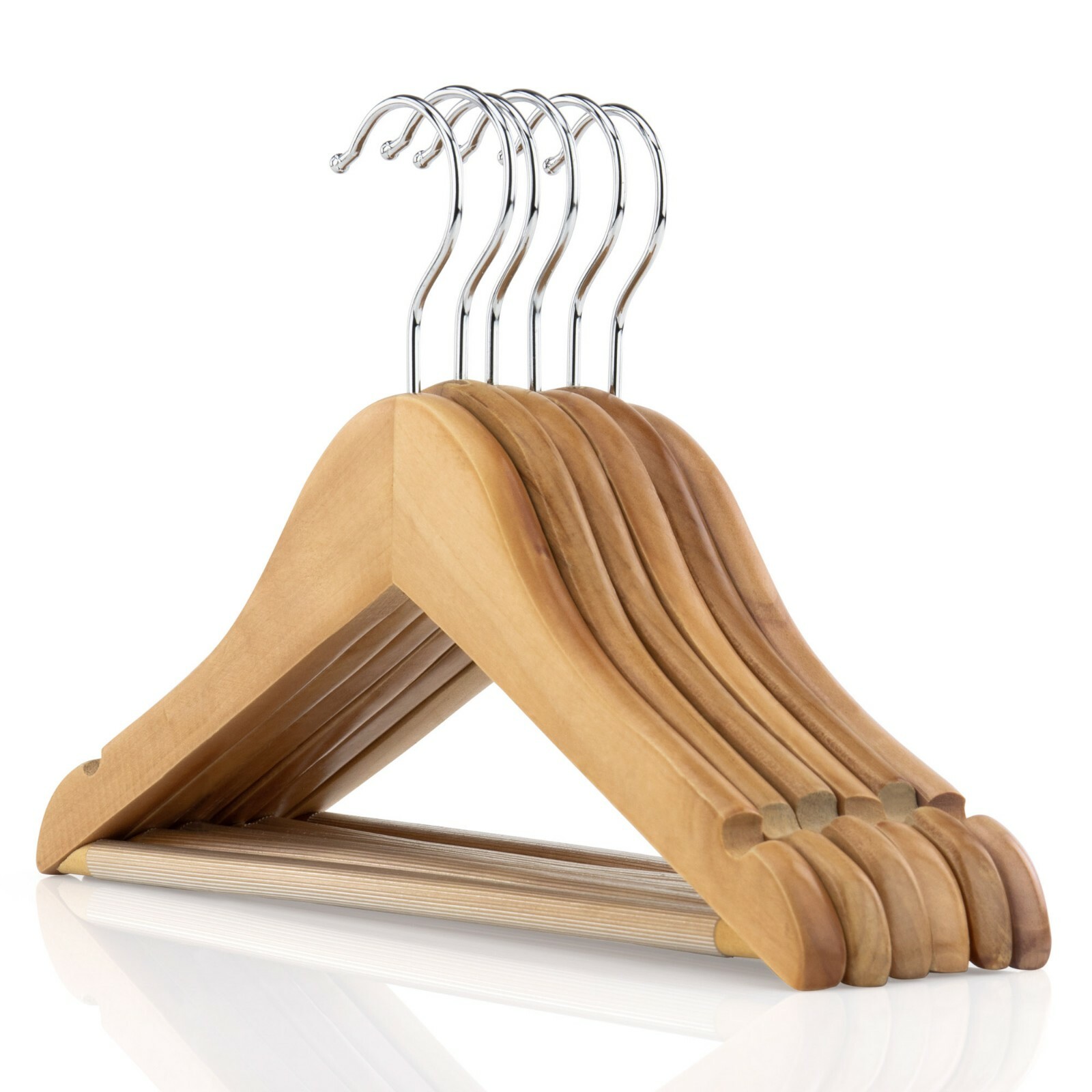 Hangerworld 30cm Children's Wooden Coat Hangers With Trouser Bar Also