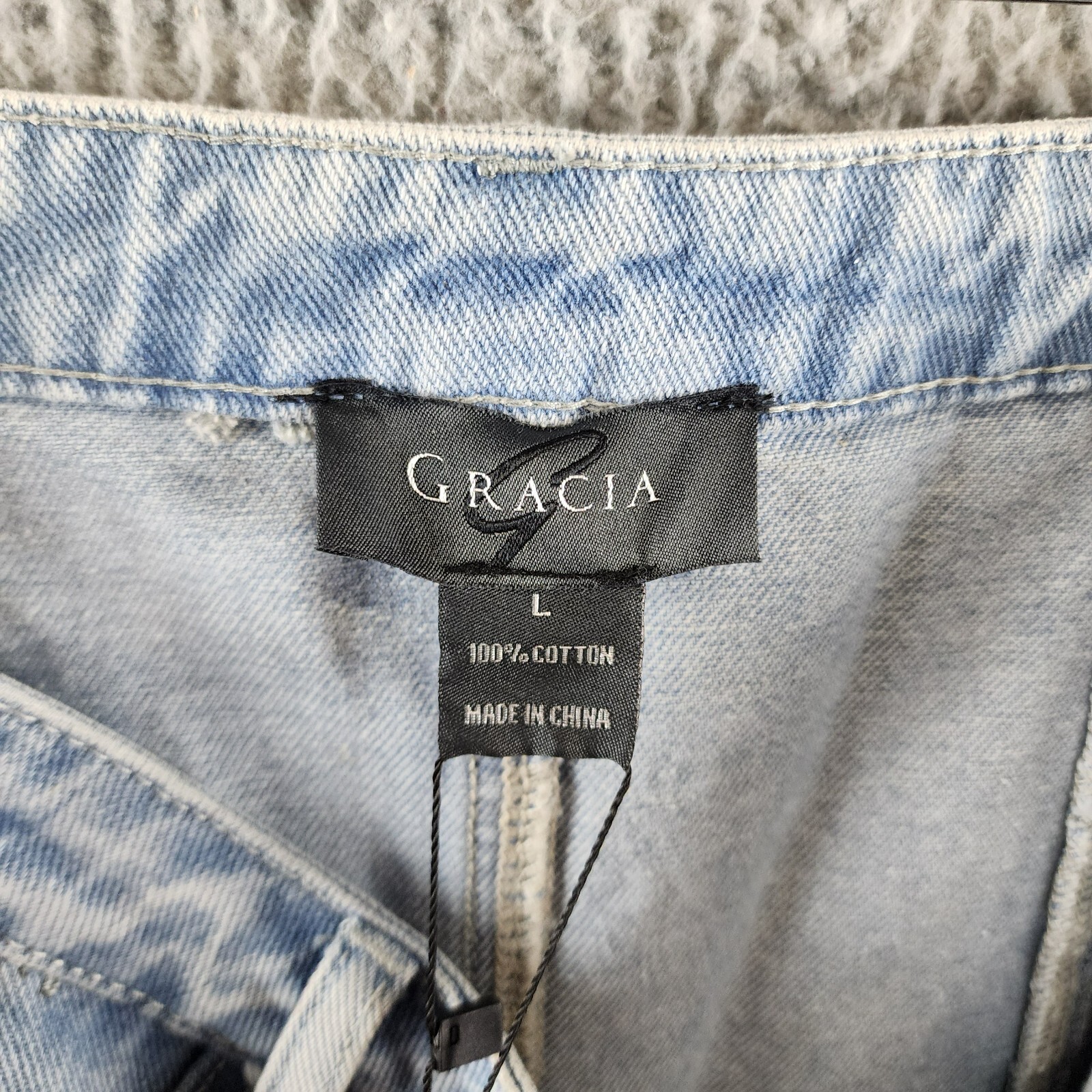 Gracia Straight Cut Midi Denim Skirt Women's L Blue Side Pockets Button Zip - Picture 7 of 15