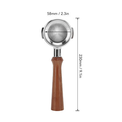 US HG(F Redwood)58mm Bottomless Coffee Portafilter Single Layer Aluminum All HB