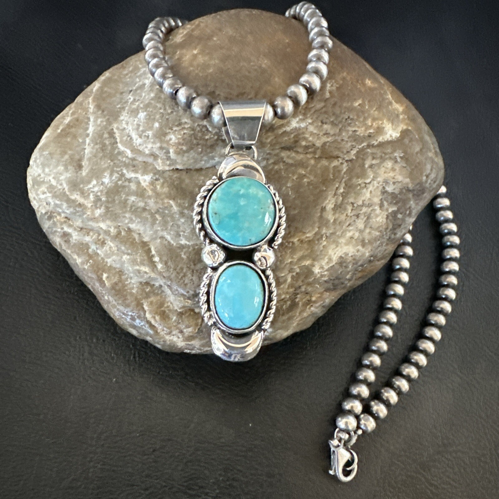 アクセサリー NAVAJO Silver Turquoise Necklace 925 Navajo Necklace Pendant 925 Silver Turquoise Signed Billy
