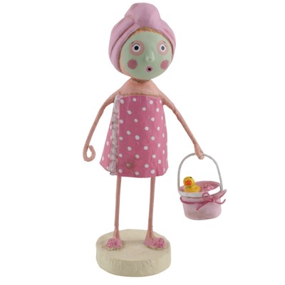 Lori Mitchell Spa Day Lady Pink Bath Towel Face Mask Folk Art Figurine