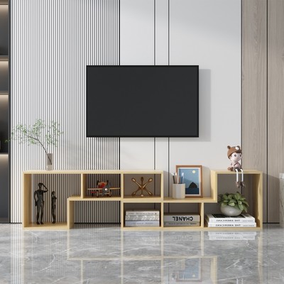 Oak Double L-Shaped TV Stand, Display Shelf, Bookcase for Home Furniture