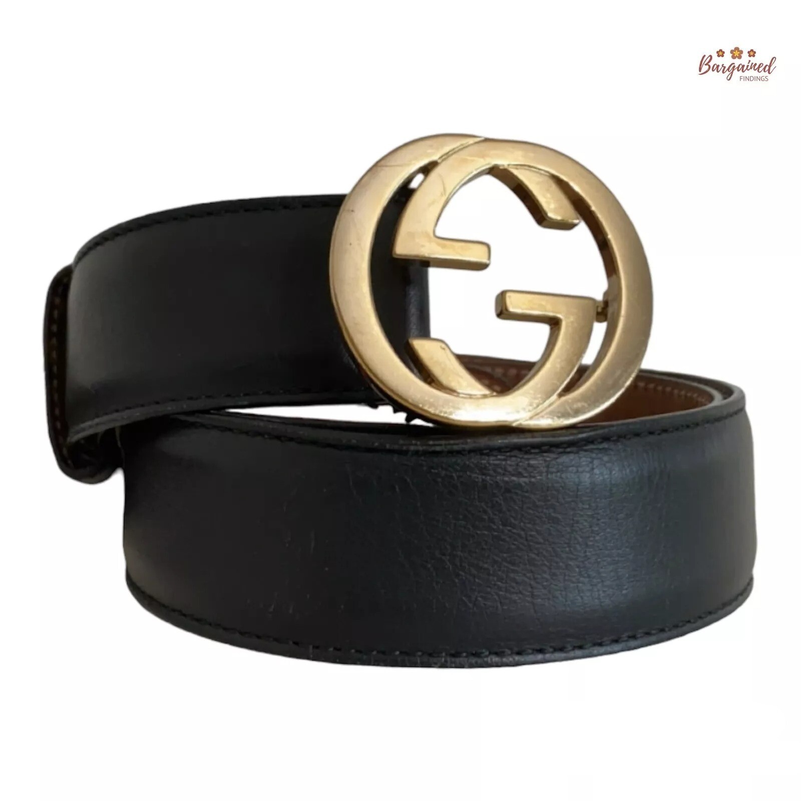 大特価 言い換え Calfskin Black Gucci Authentic Leather G Interlocking Gold 小物