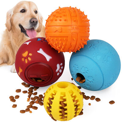 4 Pack Durable Dog Ball Toys for Aggressive Chewers Teething Cleaning Dispenser