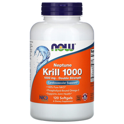 Now Foods Neptune Krill 1000 1000 мг 120 мягких капсул Гарантированное качество GMP