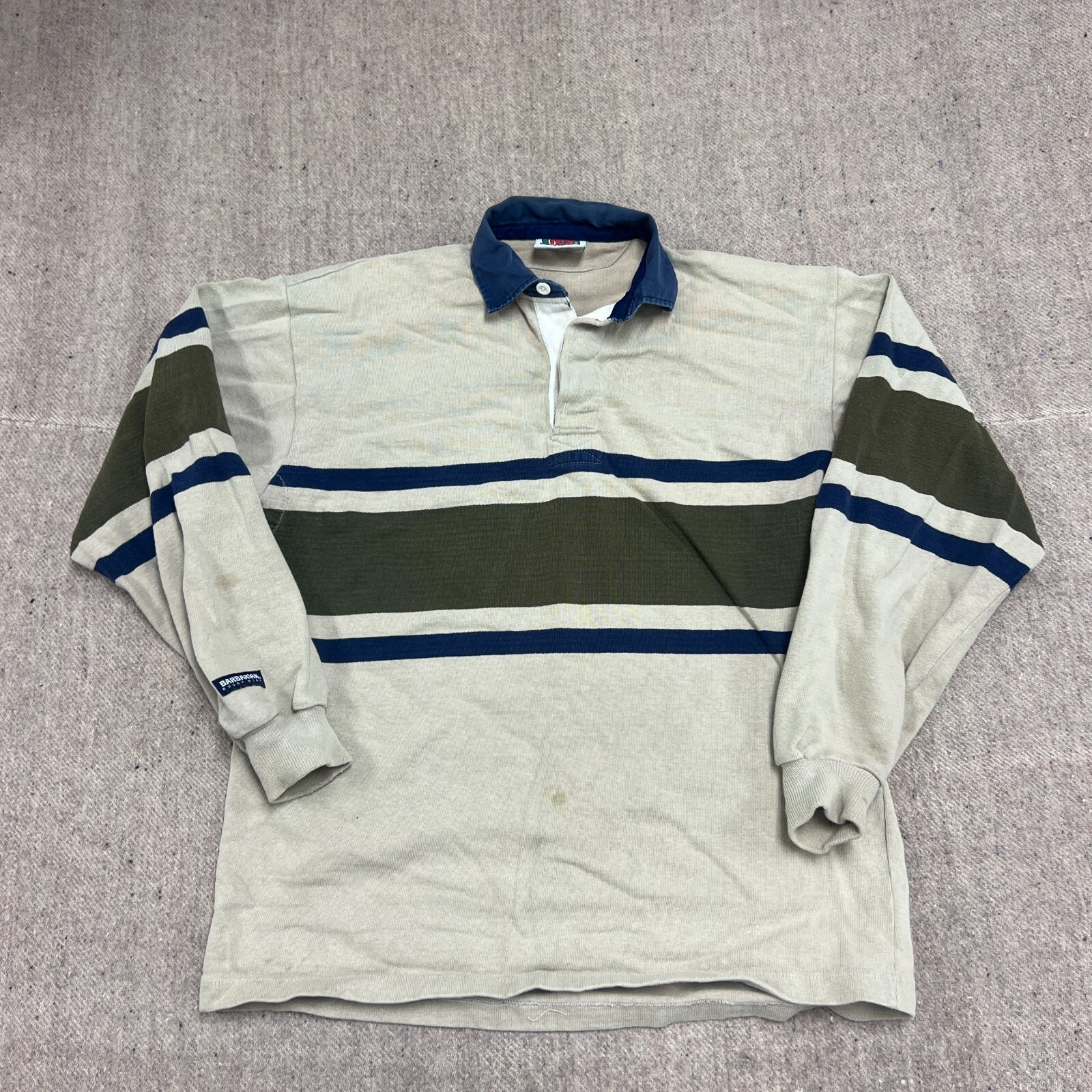 ウェア USED BARBARIAN RAGUBY WEAR BARBARIAN RUGBY WEAR Rugby Shirt Men's Black Yellow Striped