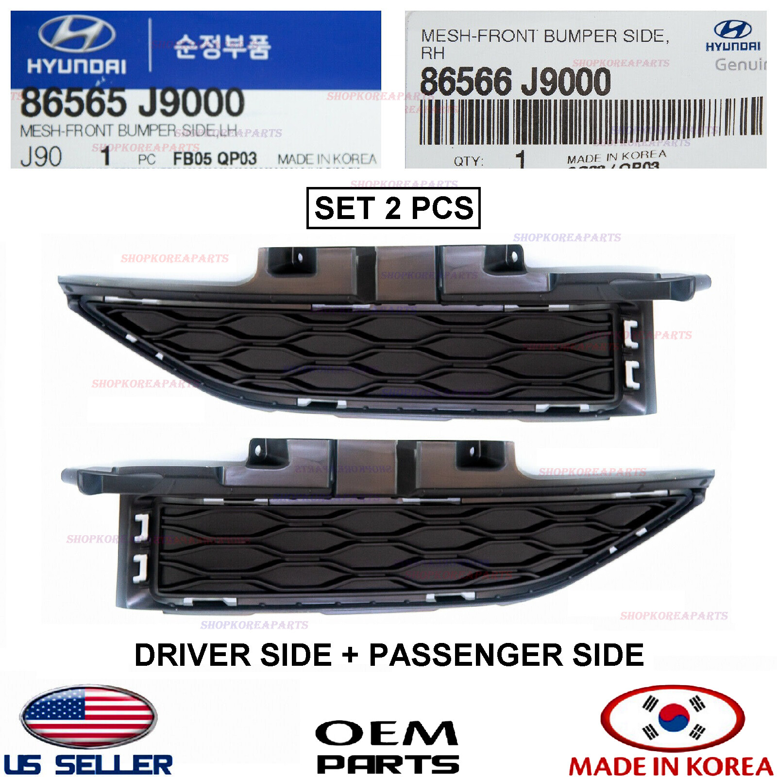 Genuine Front Bumper Cover Mesh RIGHT + LEFT ⭐OEM⭐Hyundai
