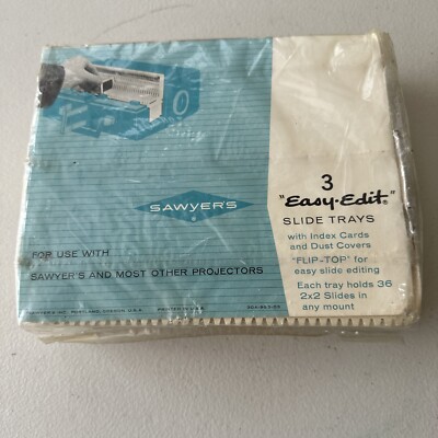 VINTAGE Sealed,3 Pack SAWYERS EASY-EDIT SLIDE TRAYS Holds 36 MADE IN USA