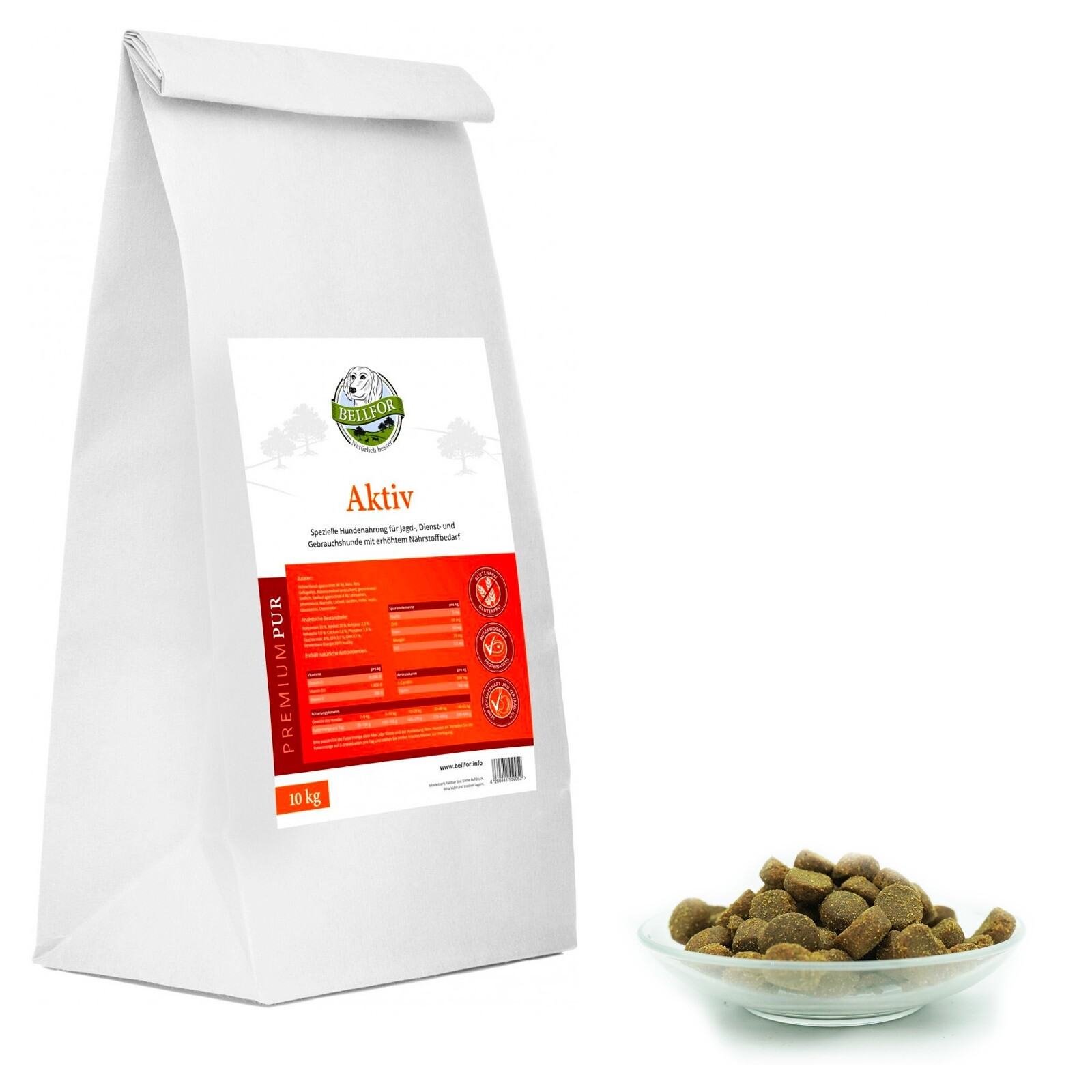 Bellfor Trocken Hundefutter Aktive Hunde mit Huhn Reis Seefisch 10kg PREMIUM PUR