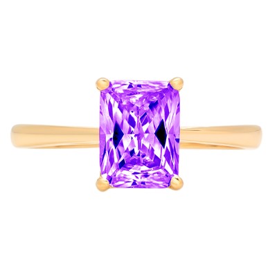 Pre-owned Pucci 2.0 Ct Emerald Cut Natural Amethyst Wedding Bridal Promise Ring 14k Yellow Gold In Purple