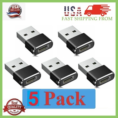 5-Pack USB-C 3.1 Female to USB A Male Adapter Converter OTG Type C Android Phone