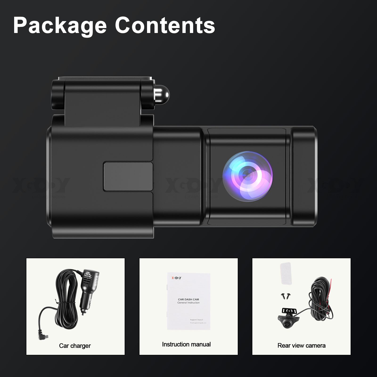 XGODY HD 4K Dual Dash Camera Front and Rear Dash Cam Built-in WiFi&GPS for Cars