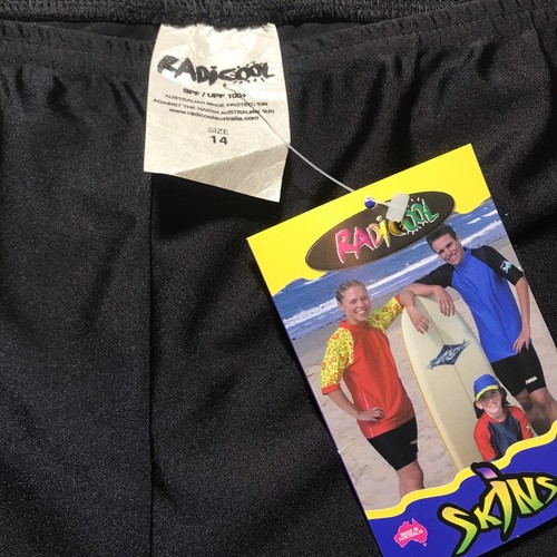 Radicool Skins Size 14 Rash Guard Swim Shorts Child Boy Swimwear Black SPF 100