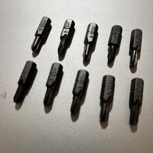 10 PIECE APEX # 446-2, PHILLIPS #2 HEX SHANK BIT, 1/4" X 1" ( NEW )