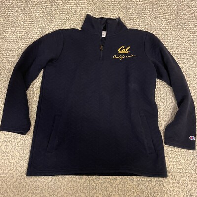 Champion Cal Bears Berkeley University 1/4 Zip Sweater Navy Women s Size S NCAA