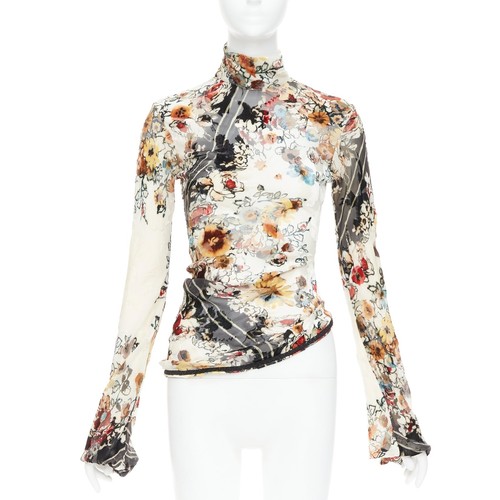 Jean Paul Gaultier　アシンメトリー　キャミソール rare JEAN PAUL GAULTIER Vintage cream floral qipao devore