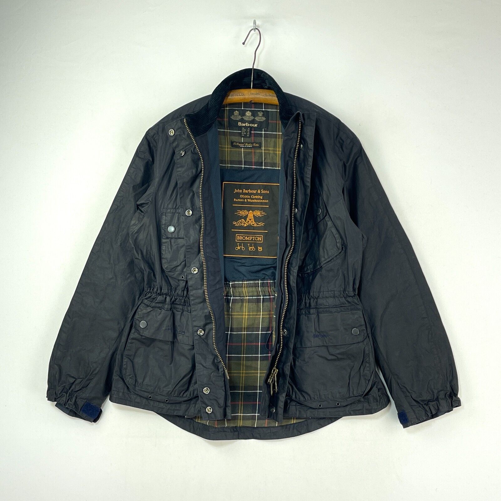 Barbour Brompton Bromley Wax Jacket Womens 16 Navy Blue Barbour Brompton Bromley Wax Jacket Womens 16 Navy Blue