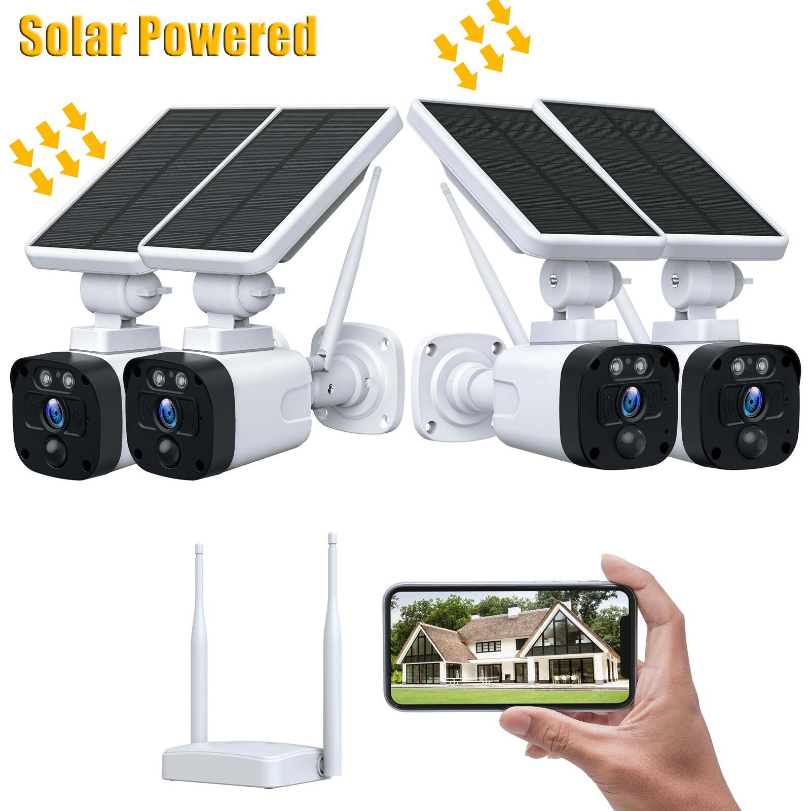 Solar & Battery Powered Wireless Home Security Camera System Outdoor Wifi Audio