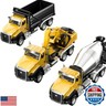 TEMI 3 Pack of Diecast Engineering Construction Vehicles, Dump Truck, Digger, Mixer Truck, 1/50 Scale Metal Collectible Model Cars, Pull Back Car Toys with Opening Doors for Boys and Girls