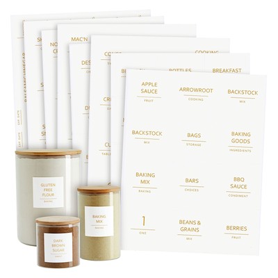 Talented Kitchen 157 Pantry Organization Labels, Gold on White Stickers