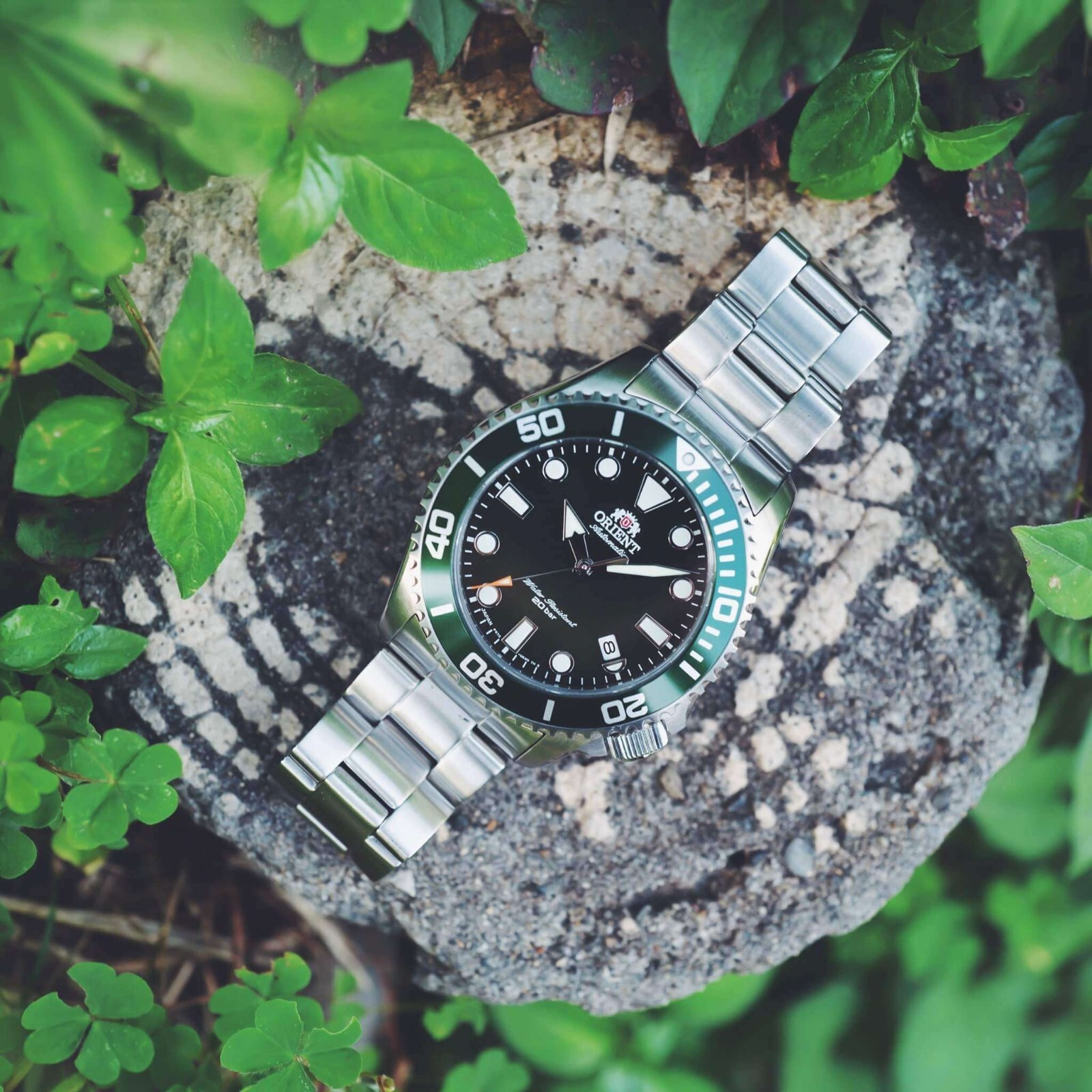 Pre-owned Orient Triton V2 Diver Mechanical Watch Date Green Dial Ac0k02e Made In Japan